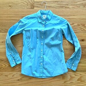 J. Crew Womens Classic Button Down Shirt Long Sleeve Slim Fit Collared Blue XS